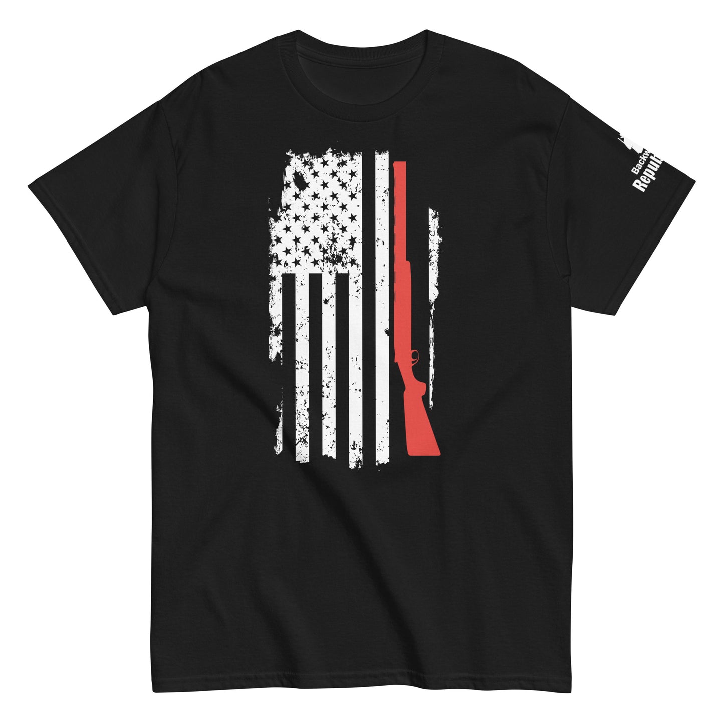 American Flag Rifle Shirt | Patriotic Marksman Tee | Distressed Flag Tee | USA Gun Flag | 2A Shirt | Patriotic Flag Shirt | Grunt Style Tee