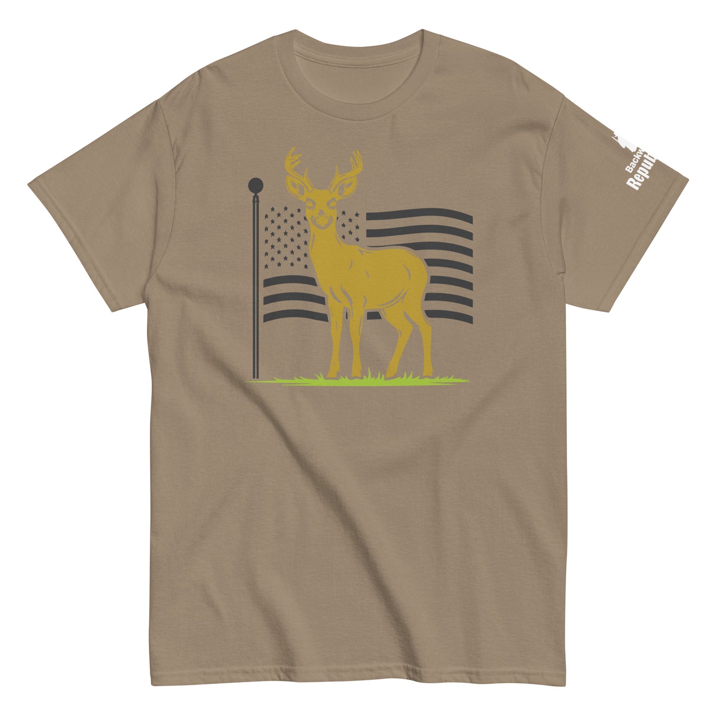 Patriotic Deer Tee | USA Flag Deer Graphic Tee | Deer with Flag Shirt | Deer Season Shirt | American Pride Shirt | Hunting Trip Tee