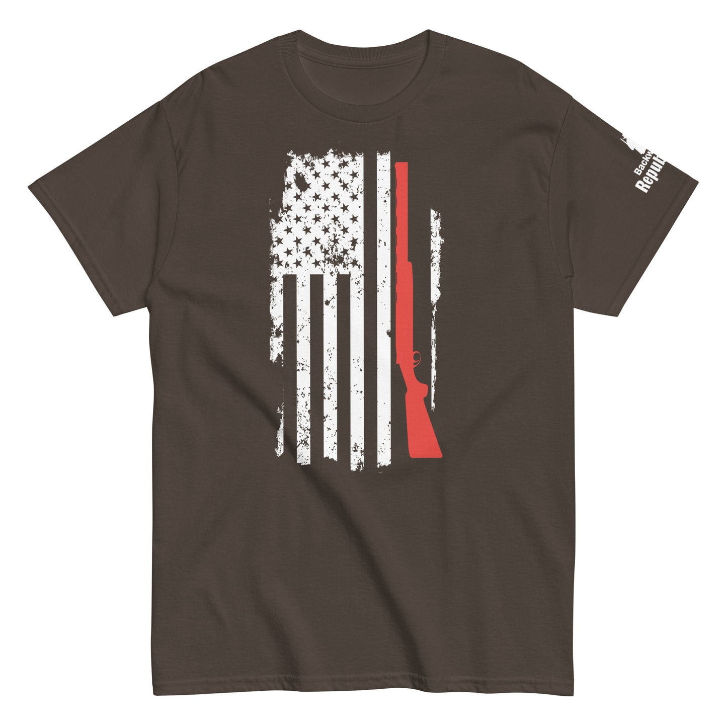 American Flag Rifle Shirt | Patriotic Marksman Tee | Distressed Flag Tee | USA Gun Flag | 2A Shirt | Patriotic Flag Shirt | Grunt Style Tee