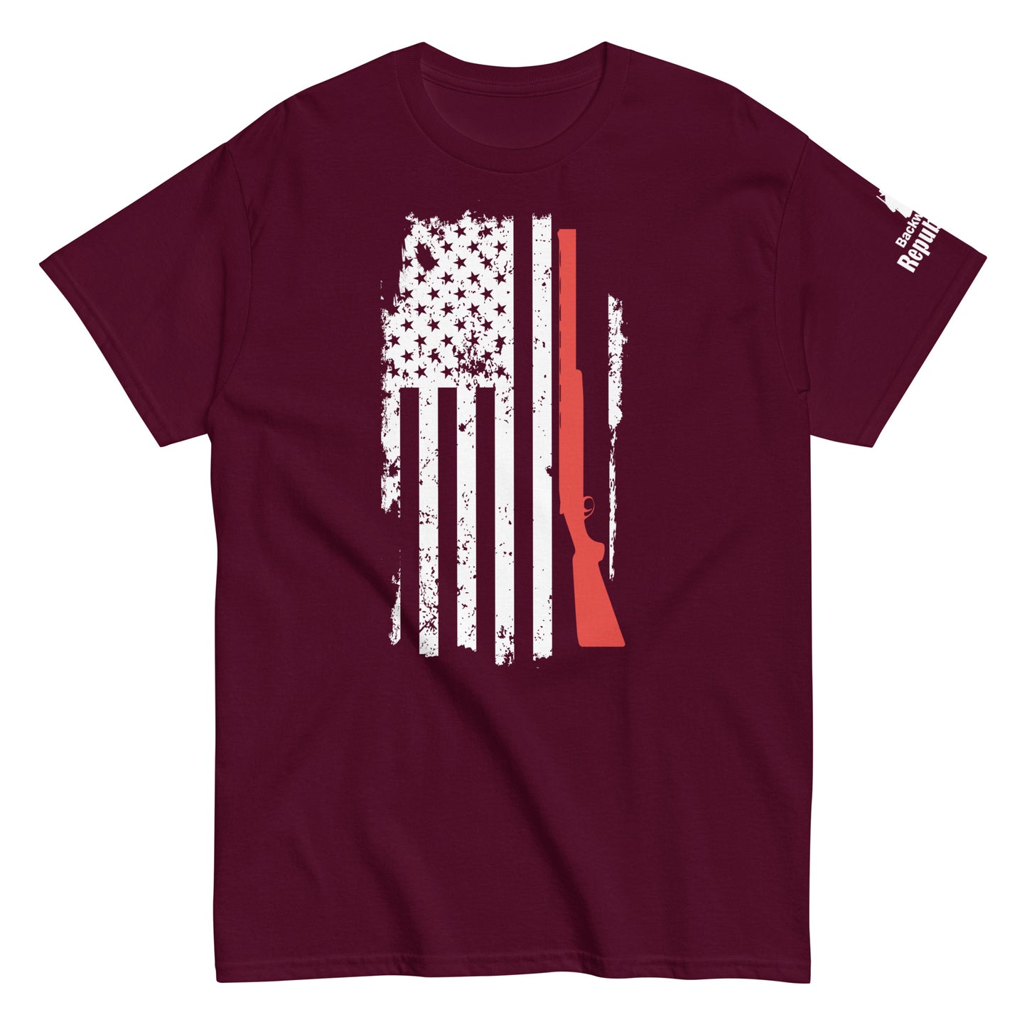 American Flag Rifle Shirt | Patriotic Marksman Tee | Distressed Flag Tee | USA Gun Flag | 2A Shirt | Patriotic Flag Shirt | Grunt Style Tee